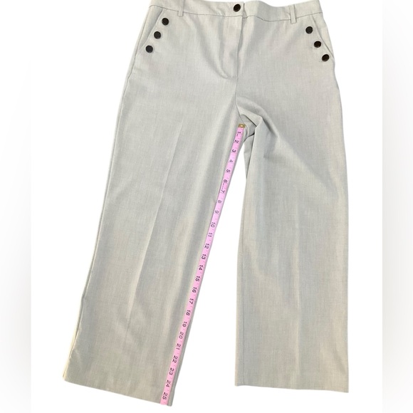 Women's Wide-Leg Pants Buttons Crop Beige - Picture 2 of 10